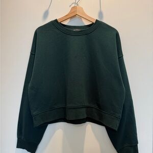 Zara Dark Green Cropped Sweatshirt